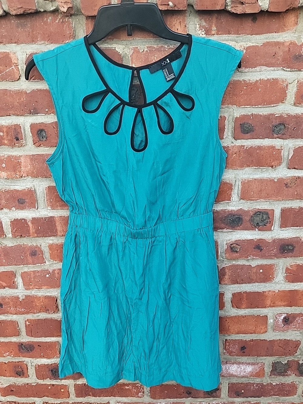 Forever 21 Teal Sleeveless Mini Dress with Black Trim